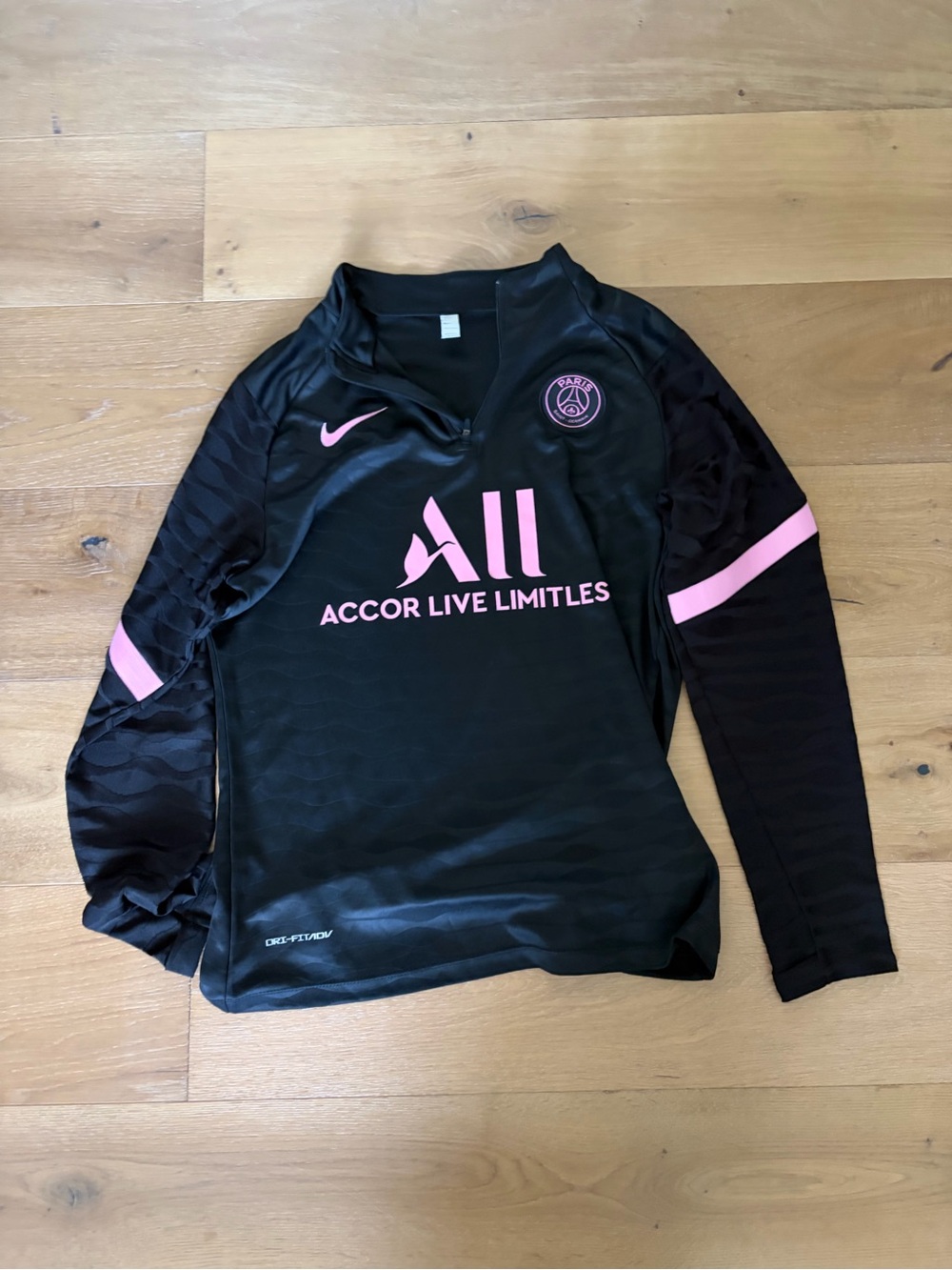 Nike Kids Black Training Top with Pink PSG Accents